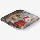Wintermuis met boslantaarn papieren bordje (Gebogen)
