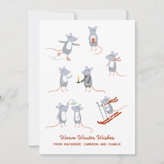 Wintermuizen Feestdagenkaart (Voorkant)