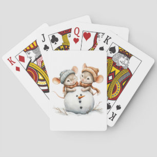 Wintermuizen spelen kaarten