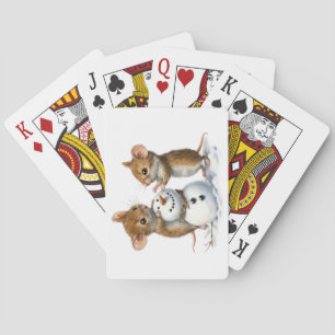 Wintermuizen spelen kaarten