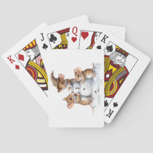 Wintermuizen spelen kaarten