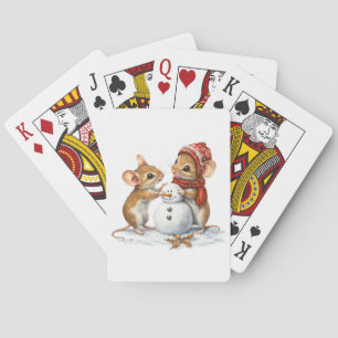 Wintermuizen spelen kaarten