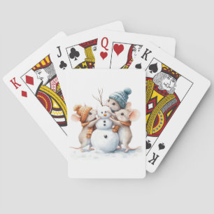 Wintermuizen spelen kaarten