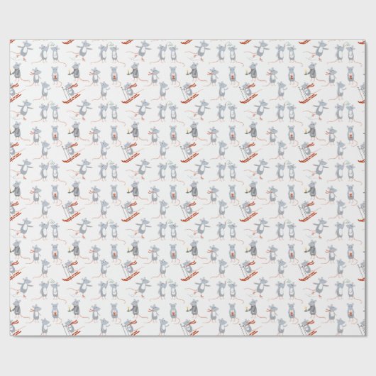 Wintermuizen vakantie cadeaupapier (Vlak)