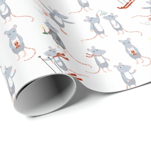 Wintermuizen vakantie cadeaupapier (Rol Hoek)