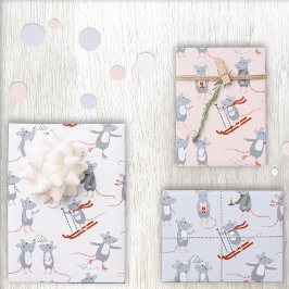 Wintermuizen vakantie inpakpapier vel