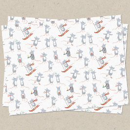 Wintermuizen vakantie tissuepapier