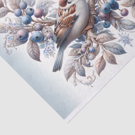 wintermussen en bosbessen Decoupage Tissuepapier (Detail)