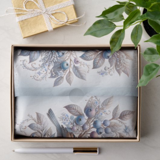 wintermussen en bosbessen Decoupage Tissuepapier (Geschenk)