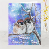 Wintermussen Paar Valentijnsdag Kaart (Gele Bloem)