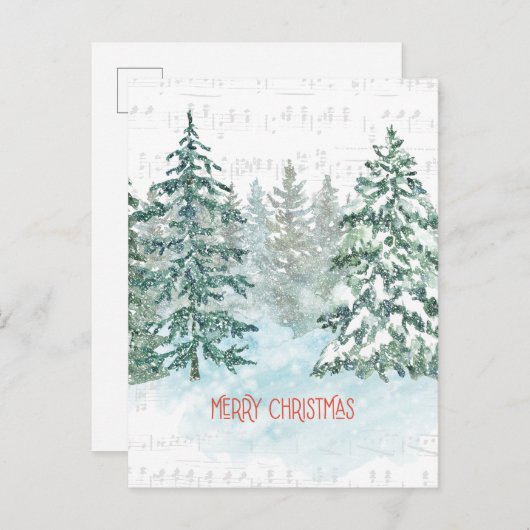 Wintermuziek Kerstboom Briefkaart (Voorkant / Achterkant)