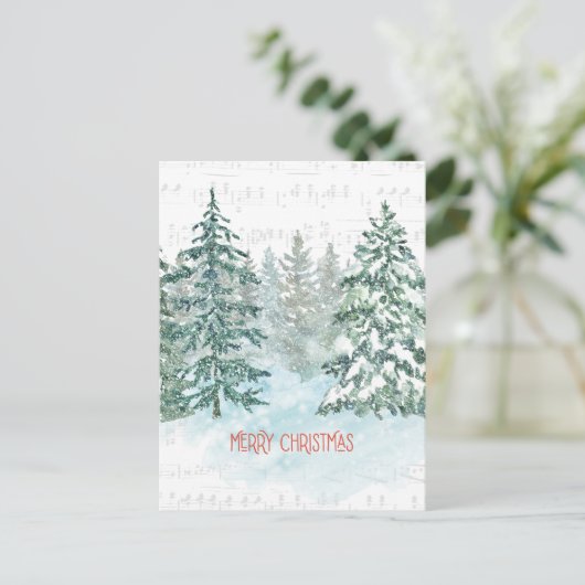 Wintermuziek Kerstboom Briefkaart (Staand voorkant)