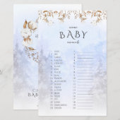 Winternaam Babydieren Baby shower Game (Voorkant / Achterkant)