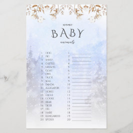 Winternaam Babydieren Baby shower Game