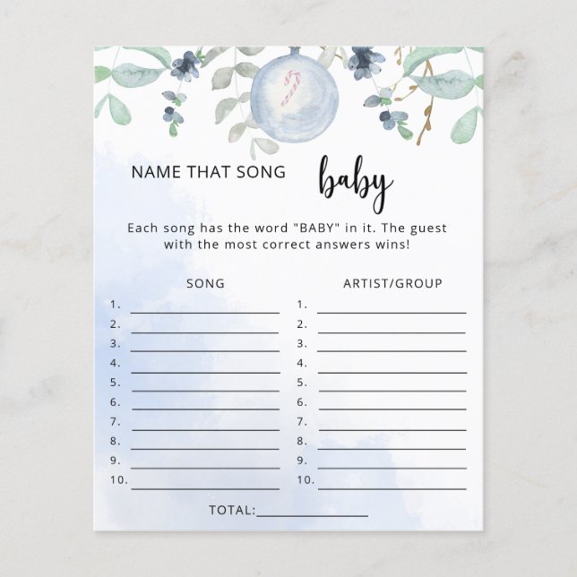 Winternaam dat baby shower-spel (Voorkant)