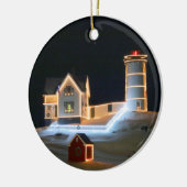 Winternacht bij Nubble Light. Keramisch Ornament (Links)