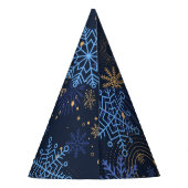 Winternacht: Blauw Sneeuwvlokpatroon. Feesthoedjes (Achterkant)