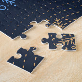 Winternacht: Blauw Sneeuwvlokpatroon. Legpuzzel (Zijkant)