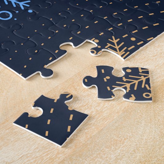 Winternacht: Blauw Sneeuwvlokpatroon. Legpuzzel (Zijkant)