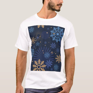 Winternacht: Blauw Sneeuwvlokpatroon. T-shirt