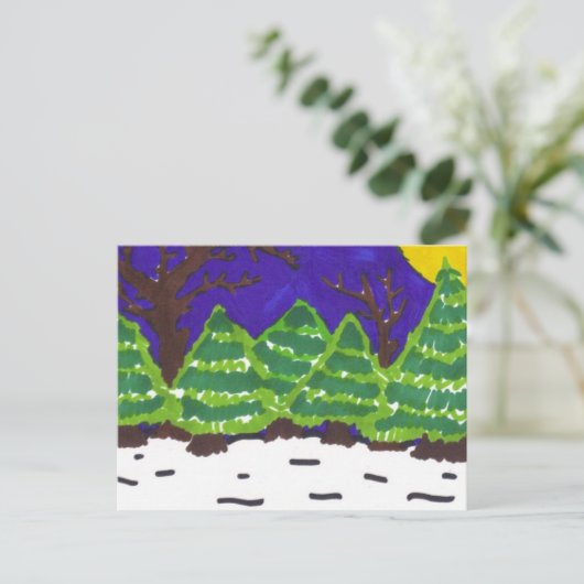 winternacht briefkaart (Staand voorkant)