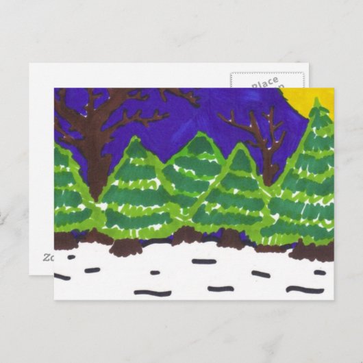 winternacht briefkaart (Voorkant / Achterkant)