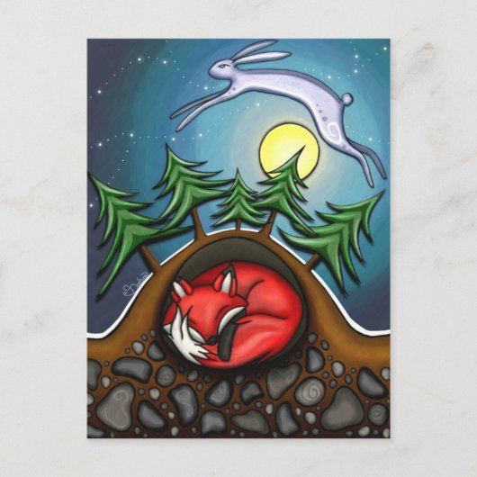 Winternacht Briefkaart (Voorkant)