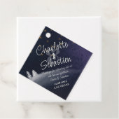 Winternacht & dennenboom Moderne Waterverf bruilof Bedankjes Labels (In situ)