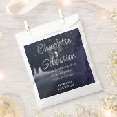 Winternacht & dennenboom Moderne Waterverf bruilof Bedankzakje (Geknipt)