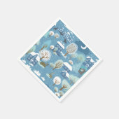 Winternacht  dorpje dierenscène schattig servet (Hoek)