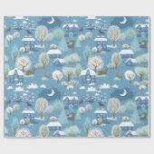 Winternacht  dorpsscène cadeaupapier (Vlak)