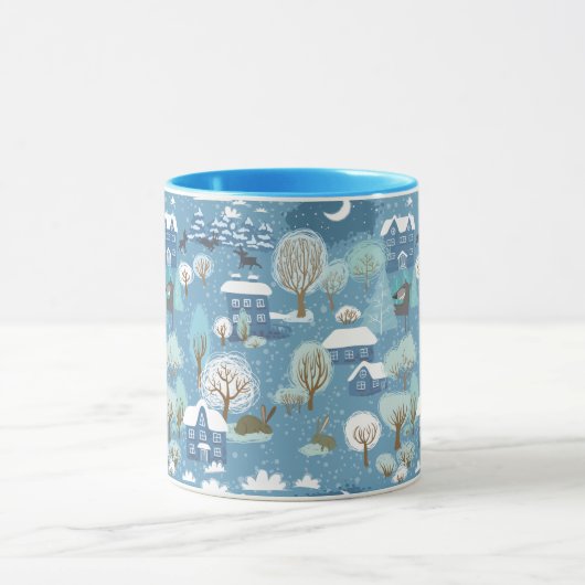 Winternacht  dorpsscène mok (Midden)