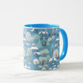 Winternacht dorpsscène mok (Voorkant rechts)