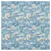 Winternacht  dorpsscène stof (Swatch)