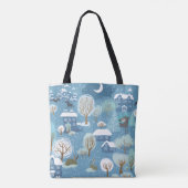 Winternacht dorpsscène tote bag (Achterkant)