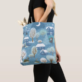 Winternacht dorpsscène tote bag (Dichtbij)