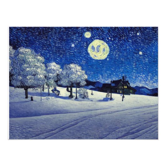 Winternacht Foto Afdruk (Voorkant)