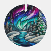 Winternacht gebrandschilderd ornament, Kerst Glas Ornament (Achterkant)