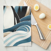 Winternacht in Blauwe Cream Pinguïn Bos Theedoek (Quarter Fold)