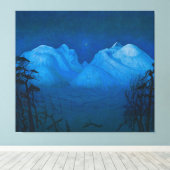 Winternacht in de bergen canvas afdruk (Insitu (Houten vloer))