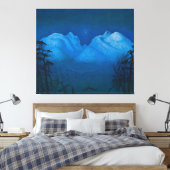 Winternacht in de bergen canvas afdruk (Insitu (Slaapkamer))