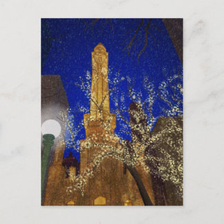 Winternacht in de watertoren briefkaart
