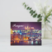 Winternacht in Praag Tsjechië Briefkaart (Staand voorkant)