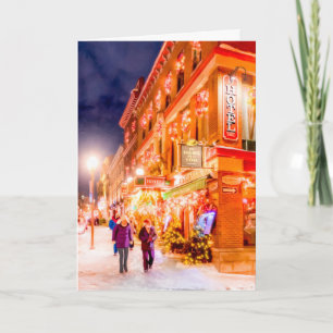 Winternacht in Quebec City Feestdagen Kaart