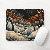 Winternacht landschap muismat (Met muis)