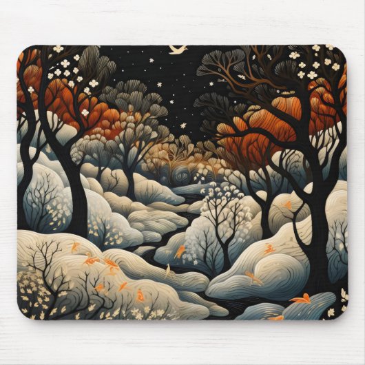 Winternacht landschap muismat (Voorkant)