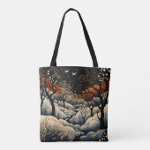 Winternacht landschap tote bag (Achterkant)
