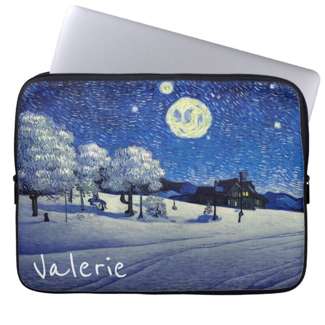 Winternacht Laptop Sleeve (Voorkant)