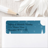 Winternacht Maan en sneeuwvlokken Adresetiketten Etiket (Insitu)