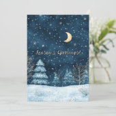 Winternacht Waterverf kerstvakantie Feestdagenkaart (Staand voorkant)
